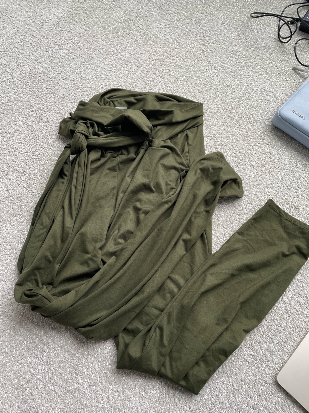 Piphany Olive Wrap Soft Pants with Self-Tie Waist